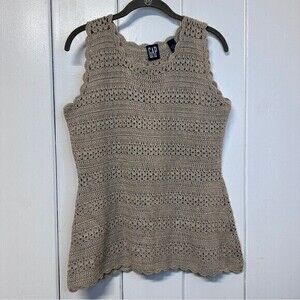 GAP Women’s Crochet Top, Blouse, Size L,‎ Beige